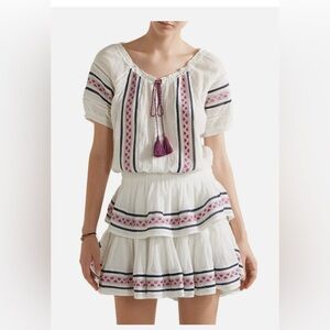 Love Shack Factory skirt size M white purple poppy baja boho embroidered mini